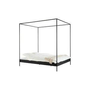 Fekete acél franciaágy ágytámla nélkül-baldachinos ágyráccsal 180x200 cm Eton – noo.ma kép