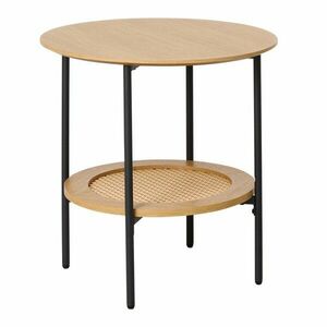 Kerek tárolóasztal tölgyfa dekorral ø 50 cm Pensacola – Unique Furniture kép
