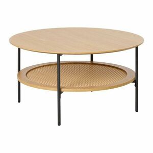 Natúr színű kerek dohányzóasztal tölgyfa dekorral ø 80 cm Pensacola – Unique Furniture kép