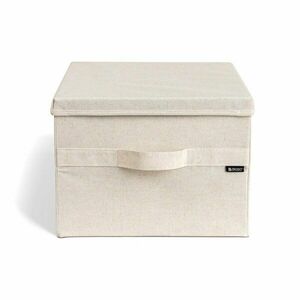 Bézs fedeles textil tárolódoboz 36x46x25 cm Soft Storage Large – Bigso kép