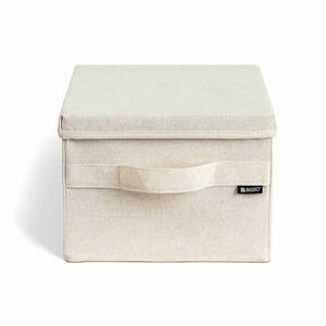 Bézs fedeles textil tárolódoboz 27x36x19 cm Soft Storage Small – Bigso kép