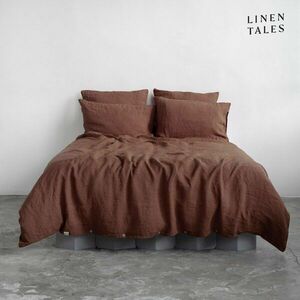 Sötétbarna egyszemélyes len ágyneműhuzat 140x200 cm Chocolate – Linen Tales kép