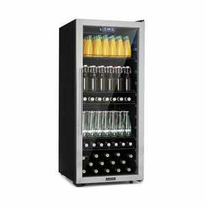 Klarstein Beersafe 7XL, hűtőszekrény, 242 liter, 5 polc, panoráma üvegajtó, rozsdamentes acél kép