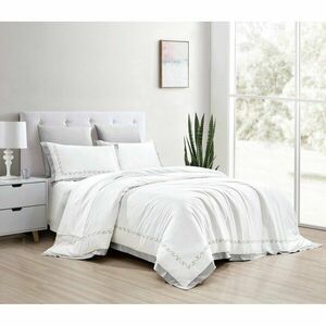 Fehér hatrészes egyszemélyes pamut-szatén ágyneműhuzat lepedővel 140x200 cm Diana – Mila Home Luxury kép