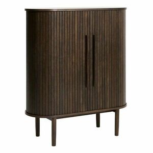 Sötét natúr színű szekrény tolóajtóval, tölgyfa dekorral 100x118x40 cm Meta – Unique Furniture kép