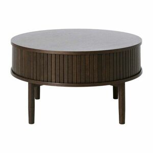Sötét natúr színű kerek dohányzóasztal, tölgyfa dekorral ø 85 cm Meta – Unique Furniture kép