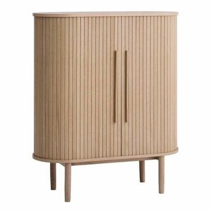 Világos natúr színű szekrény tolóajtóval, tölgyfa dekorral 100x118x40 cm Meta – Unique Furniture kép