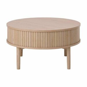 Világos natúr színű kerek dohányzóasztal, tölgyfa dekorral ø 85 cm Meta – Unique Furniture kép