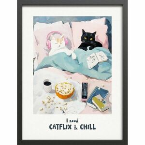 Nyomtatott keretezett kép 30x40 cm Catflix – Styler kép