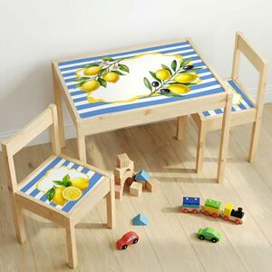 IKEA LÄTT - Dolce Vita matricakészlet (kék csíkok és citromok) kép