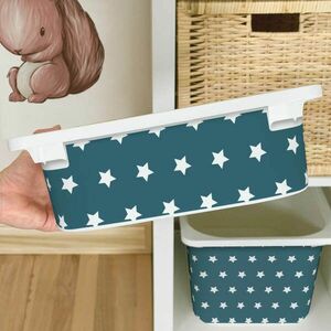 Matrica IKEA TROFAST dobozhoz - Fehér csillagok (teal) kép