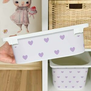 Matrica IKEA TROFAST dobozhoz - Lila szívek kép