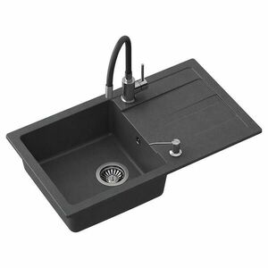 Mosogatótálca Ready-Max fekete 77x44x17.5 + csaptelep + adagoló kép