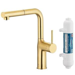 Mosogató csaptelep Duero Pure Move Light Gold vízszűrővel kihúzható kifolyóval kép