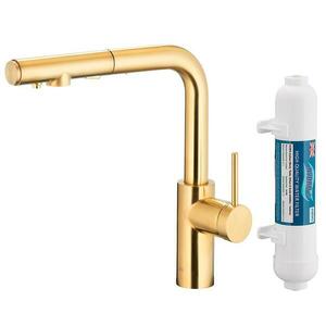 Mosogató csaptelep Duero Pure Basic Light Gold vízszűrővel kihúzható kifolyóval kép