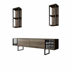 Chrome Walnut and Black TV-állvány polcokkal kép