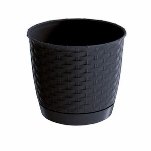 Ratolla Round műanyag virágtartó, antracit, átmérő: 19 cm, 19 cm kép