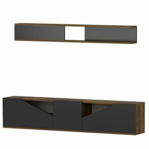 Tac Walnut and Black TV asztal polccal kép