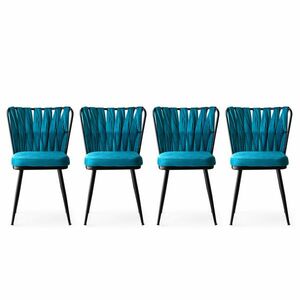 Kusakli Blue and Black étkezőszék szett, 4 db, 4 db kép