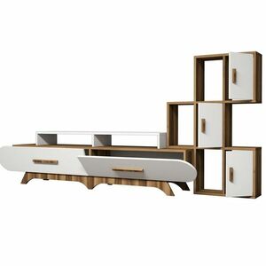 Flora S White and Walnut TV-asztal szekrénnyel kép