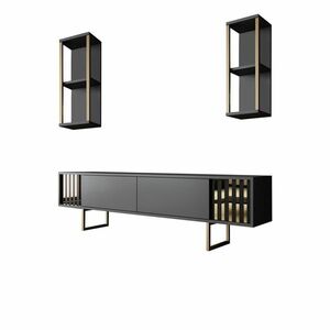 Linie Anthracite and Gold TV szekrény polcokkal kép