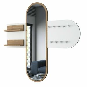 Pomi White and Walnut fali akasztó tükörrel kép