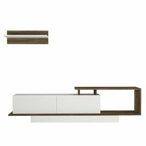 Asos White and Walnut TV-szekrény polccal kép