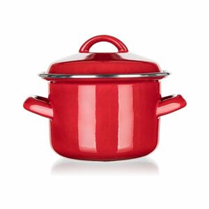 Banquet Milton zománcozott edény fedővel piros, 12 cm, 0, 78 l, 12 cm kép