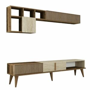 Milan Walnut and Travertine TV fal kép