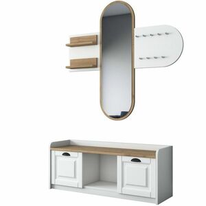 Ema White and Walnut előszoba szett kép