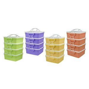 QUATRO műanyag ételhordozó 4 x 1, 2 l, 17 x 15 x 25 cm kép