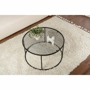 Black dohányzóasztal sötét üveggel, 80 cm kép