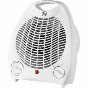 Elektromos fűtőtest ventilátorral és biztonsági kapcsolóval, fehér kép