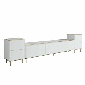 Imej White Marble and Gold TV-asztal szekrényekkel kép