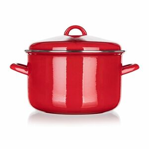 Banquet Milton zománcozott edény fedővel piros , 24 cm, 5, 9 l, 24 cm kép