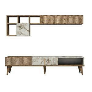 Milan Walnut and White Marble TV fal kép