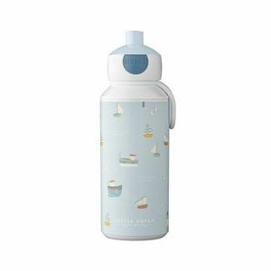 Fehér-világoskék műanyag gyerek ivópalack 400 ml Sailors Bay by Little Dutch – Mepal kép