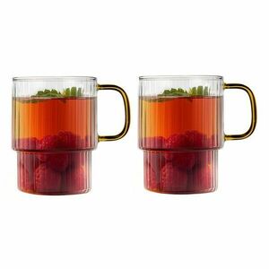 Sárga üveg bögre szett 2 db-os cappucinóhoz 350 ml Livio – Vialli Design kép