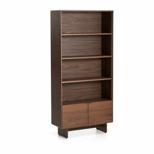 Sötét natúr színű polcos állvány diófa dekorral 90x190x35 cm Norlen – Kave Home kép