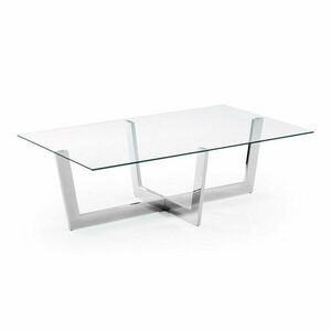Ezüstszínű dohányzóasztal üveg asztallappal 70x120 cm Plam – Kave Home kép