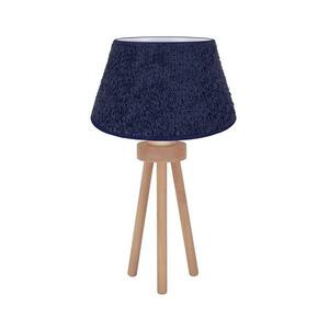 - Asztali lámpa BOUCLE 1xE27/15W/230V átm. 28 cm kék/fa 601467 kép