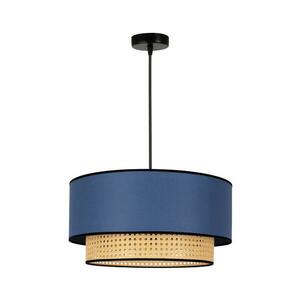 - Csillár zsinóron BOHO 1xE27/15W/230V átm. 45 cm kék/rattan 84366 kép
