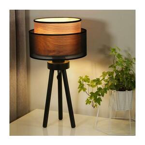 - Asztali lámpa WOOD BOHO 1xE27/15W/230V átm. 25 cm fekete/bézs 604093 kép