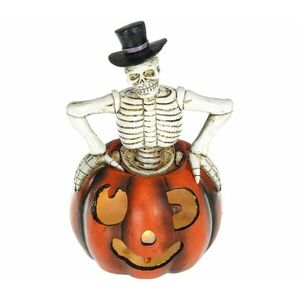 - LED Dekoráció HALLOWEEN LED/2xLR44/meleg fehér csontváz tökben gyanta 52000332 kép