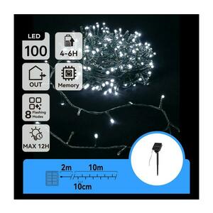 B.V. - LED napelemes fényfüzér 100xLED/8 üzemmód 12 m IP65 hideg fehér B10201K79 kép