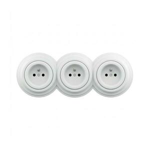 lap - Háromfoglalatos retro fali aljzat kerettel 230V hófehér KA0153+2xKA0152+3xKA0150 kép
