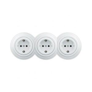 lap - Háromaljzatos retro fali konnektor kerettel SCHUKO 230V hófehér KA0153+2xKA0152+3xKA0160 kép
