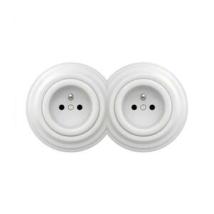 lap - Dupla retro fali konnektor kerettel 230V hófehér 2xKA0152+2xKA0150 kép