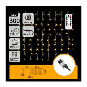 B.V. - LED kültéri karácsonyi fényfüzér 300xLED/6W/230V/8 üzemmód 3x1m IP44 meleg fehér+távirányító B10303S7D kép