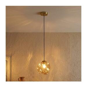 Kábeles függőlámpa CRISTAL 1xE14/15W/230V sárgaréz/füstös bézs LM-1.302/PATYNA/AMBER kép